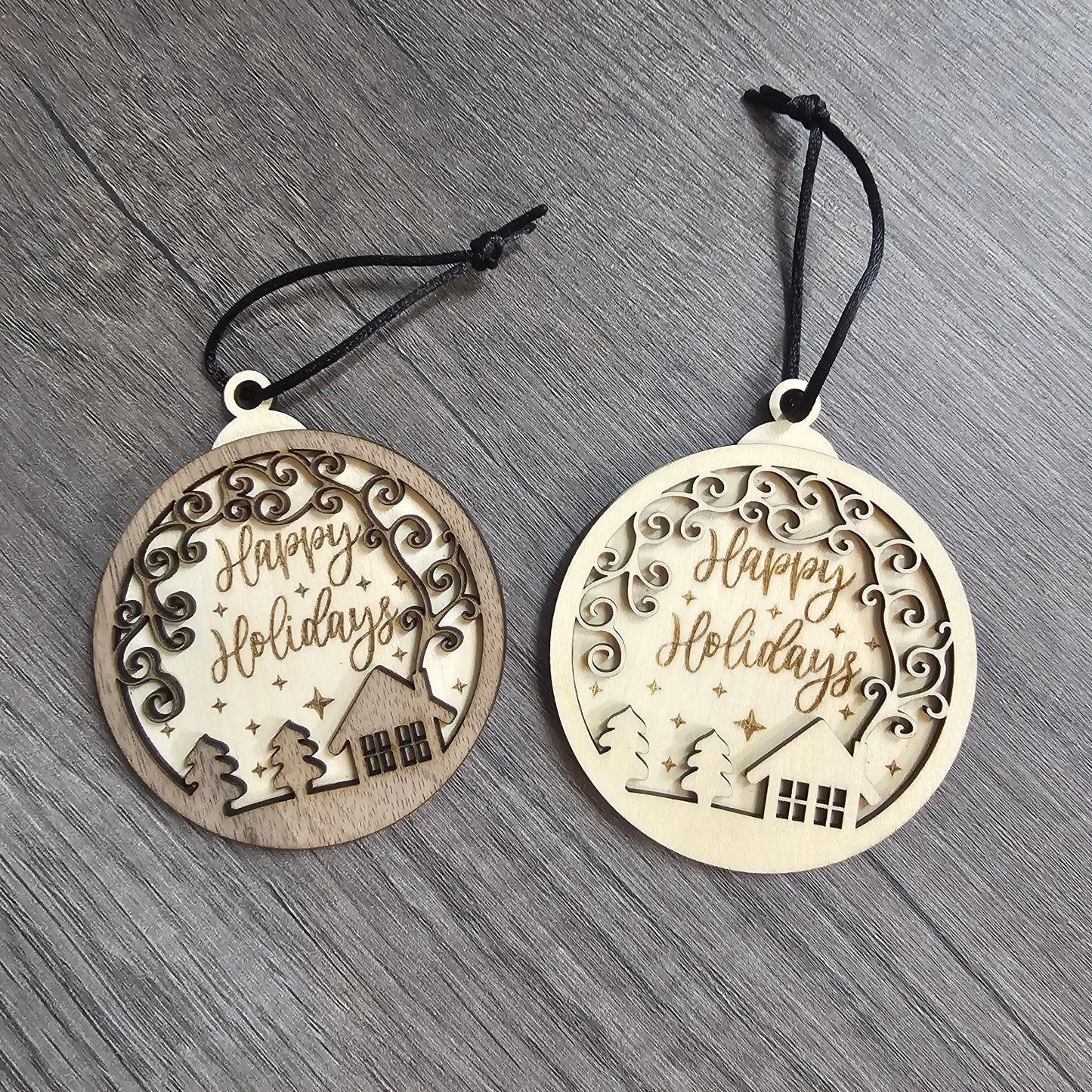 "Happy Holidays" Wooden Ornament