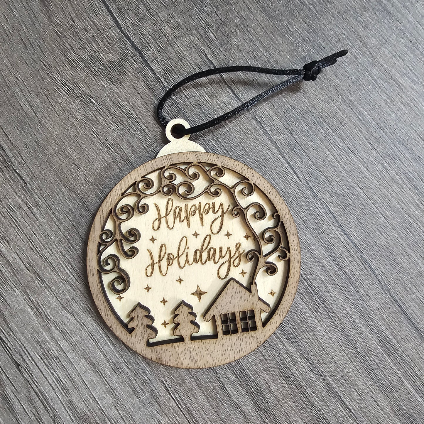 "Happy Holidays" Wooden Ornament