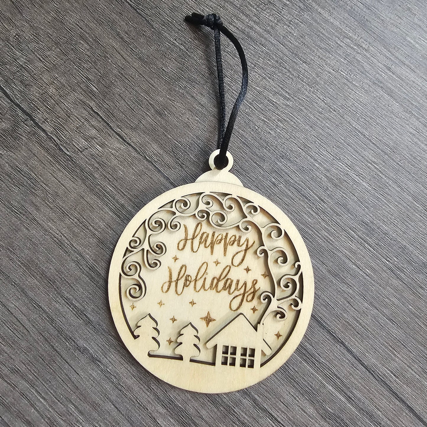 "Happy Holidays" Wooden Ornament