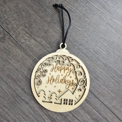 "Happy Holidays" Wooden Ornament